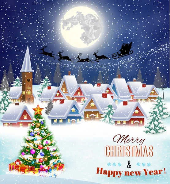 Snowy village landscape Royalty Free Stock Vectors