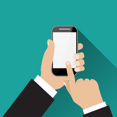 Beyaz telefon ekranının dokunmadan el