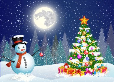 bir Noel ağacı süsleme sevimli kardan adam