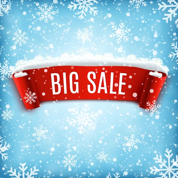 Kış satış arka plan kırmızı gerçekçi kurdele ile