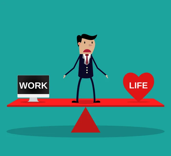 Equilibrio del empresario Trabajo y vida. — Vector de stock