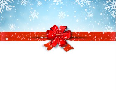 Kış arka plan kırmızı yay ile