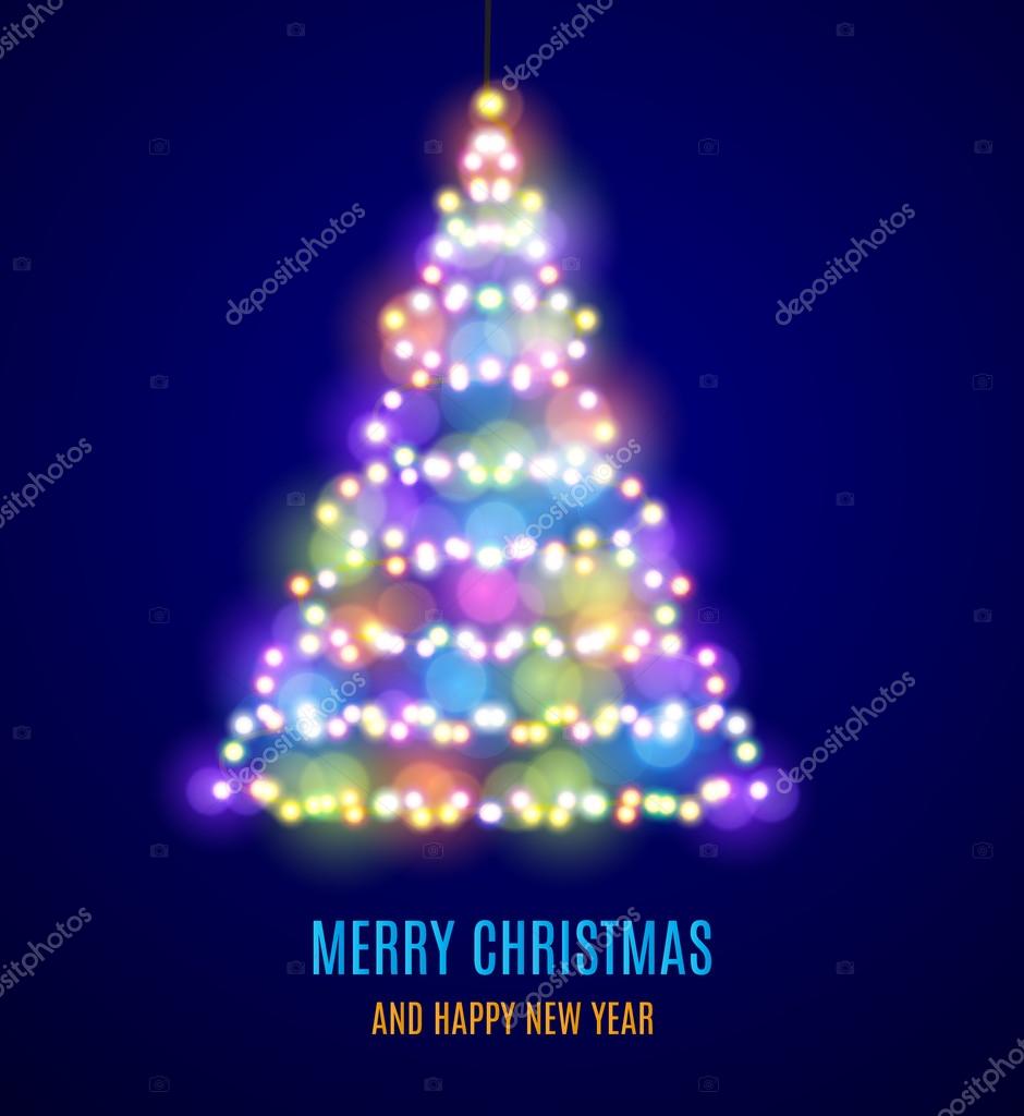 Albero di Natale lucido Albero di Natale dal garland Luci luci colorate fata sfondo Luci di Natale disegno del modello