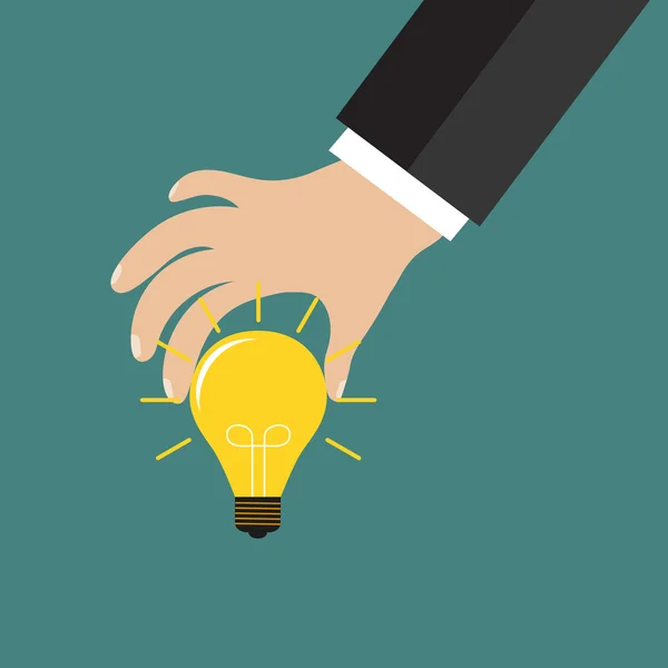 Cartoon businessman hand holding idea light bulb — Wektor stockowy