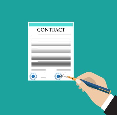 El bir kalem ile sözleşme imzalama.