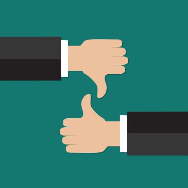 Başparmak yukarıya ve işaret parmak