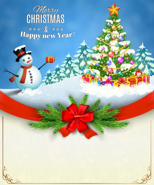 Carte de Noël avec arbre — Image vectorielle