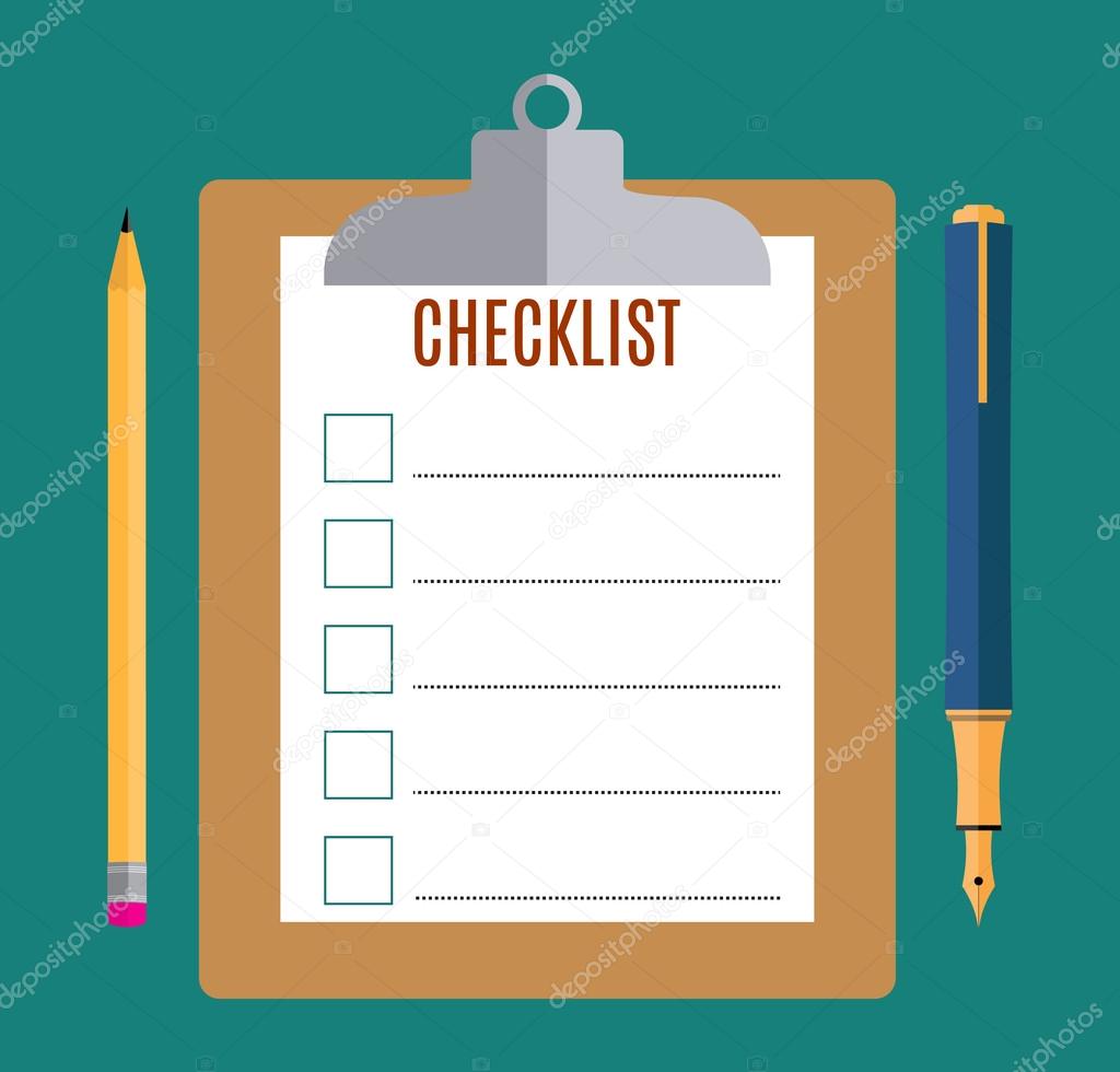 Clipboard with blank checklist form, Stock Vector by ©drogatnev 91542180, image size:1024x980