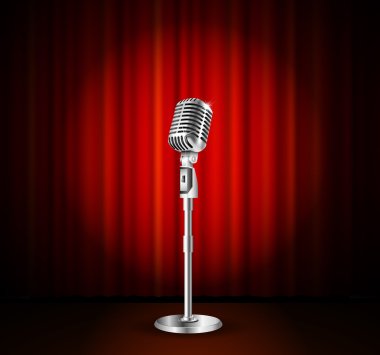 Microphone and red curtain