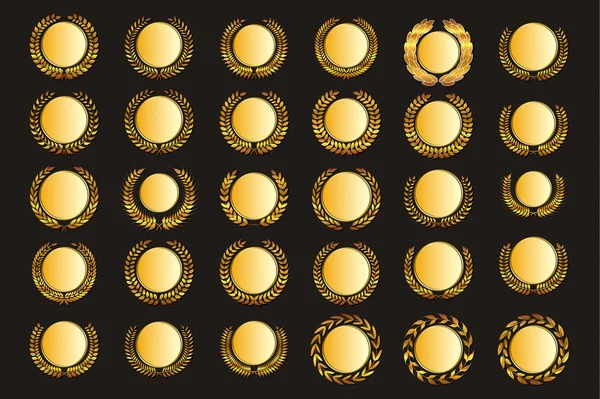 Médaille d'or vectorielle et lauriers — Image vectorielle