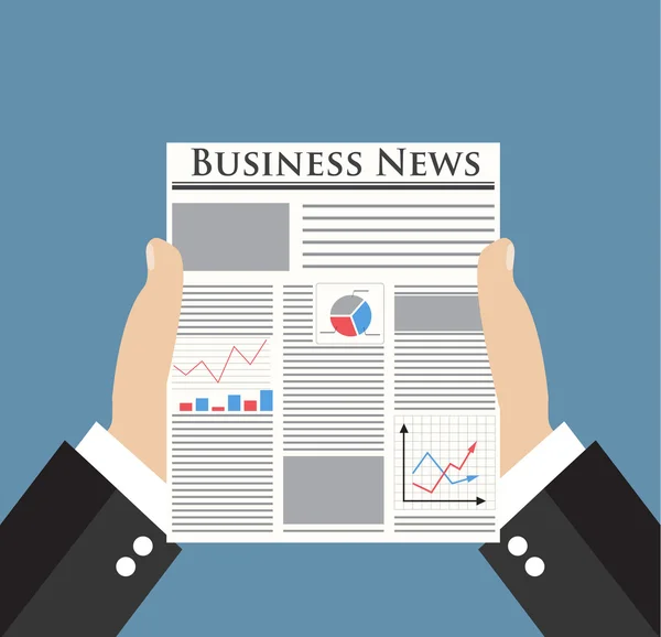 Businessman holding Business News newspaper — Stock Vector