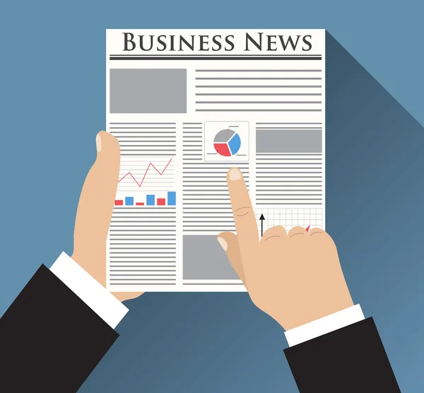 Homme d'affaires tenant Business News journal — Image vectorielle