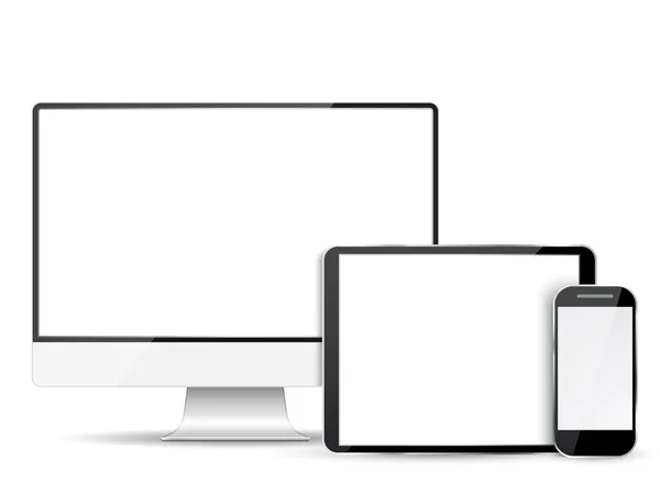 Atur monitor komputer, tablet dan telepon seluler - Stok Vektor