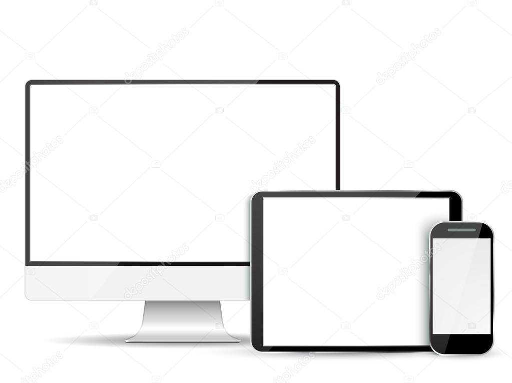 Set  computer monitor, tablet and mobile phone