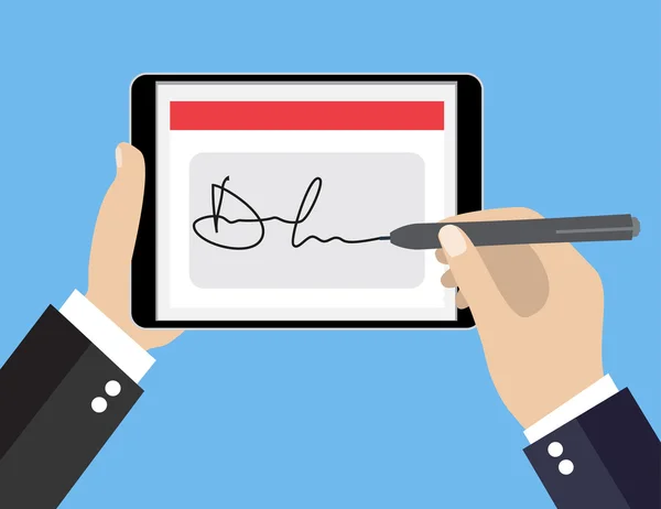 Firma digital en tableta — Vector de stock