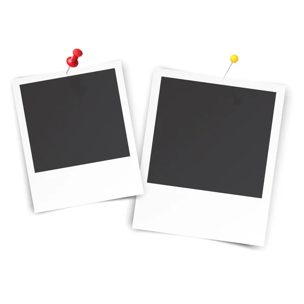 Dos fotos en blanco fijadas en la pared blanca — Vector de stock