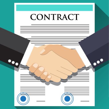 Businessman handshake on contract clipart