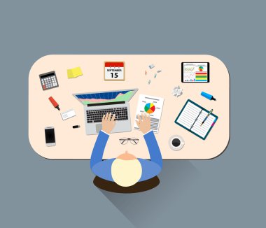 Office tablo Üstten Görünüm iş