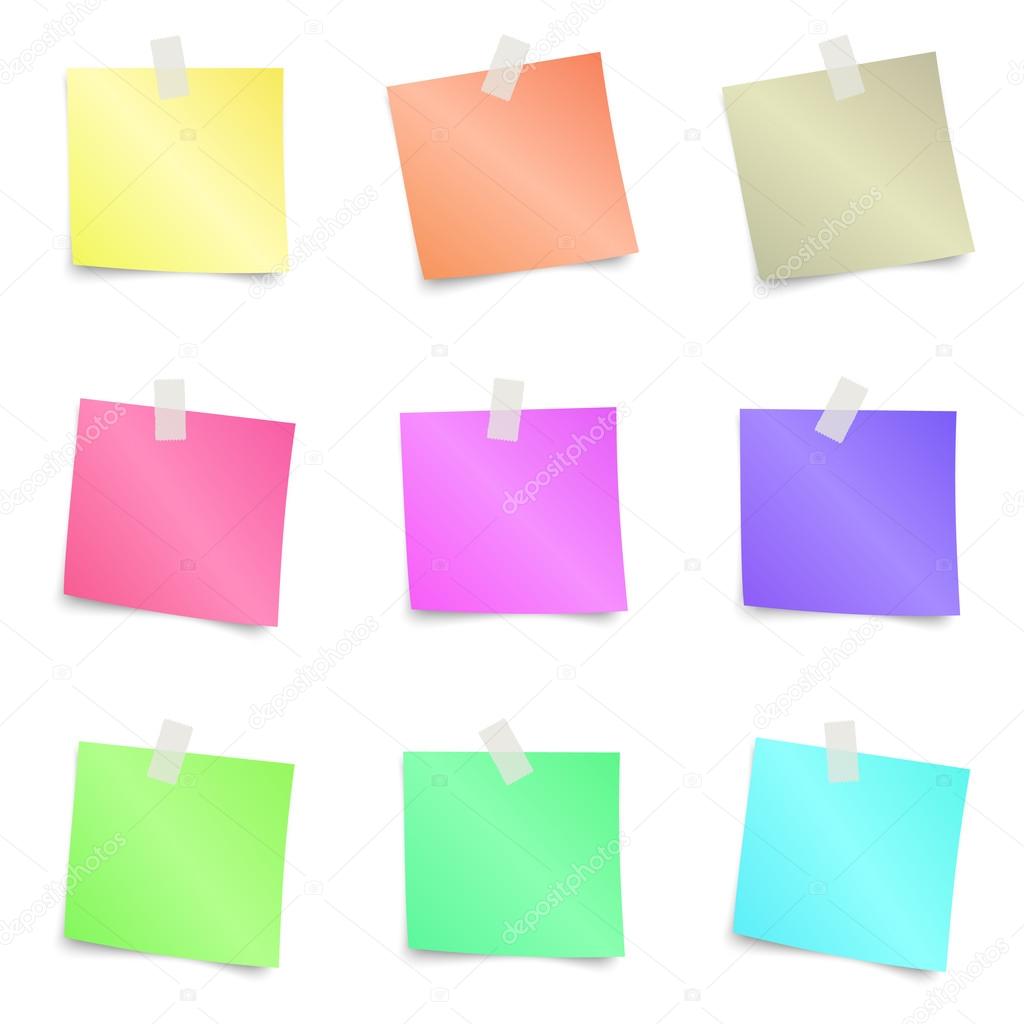 Colorful sticky note, vector illustration.