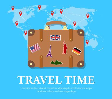 seyahat kavramı vektör düz afiş