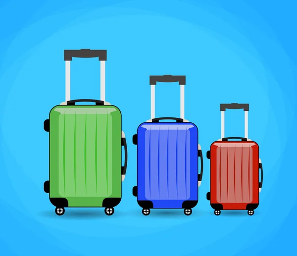 Τρεις τσάντα ταξιδιού που απομονώνονται σε φόντο. — Διανυσματικό Αρχείο