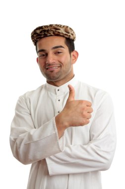 Happy ethnic man thumbs up success clipart