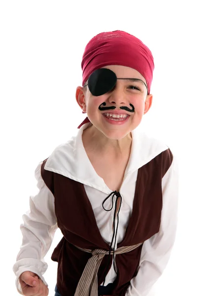 Gelukkige jongen piraat kostuum Stockfoto