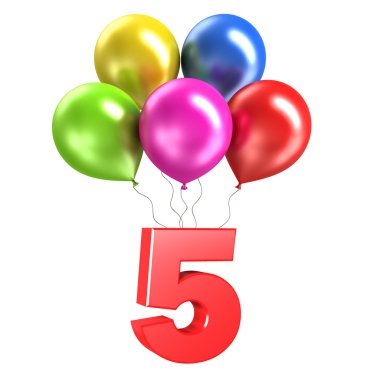 three rendering shiny balloons on white background clipart