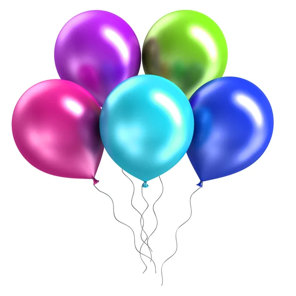 Três balões brilhantes renderização no fundo branco — Fotografia de Stock