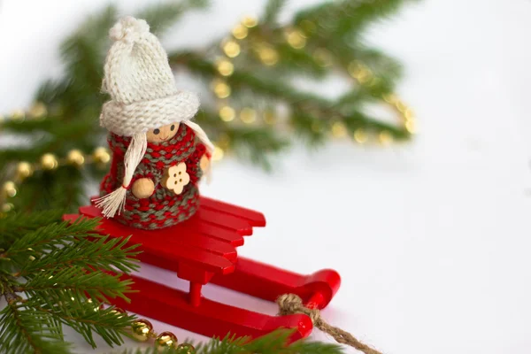 Christmas toy and fir tree — Stock Photo, Image