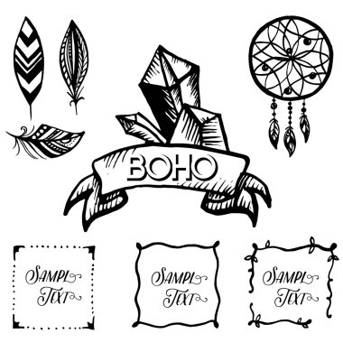 Çizim stili boho unsurları el