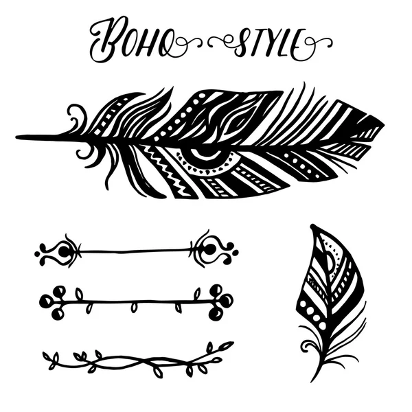 Elementos de estilo boho dibujo a mano — Vector de stock