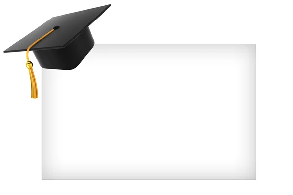 Chapéu de graduação em fundo branco — Fotografia de Stock
