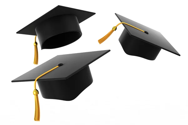 Cappello graduato su sfondo bianco — Foto Stock