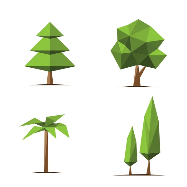 Poligonal ağaçlar. Vektör çizim, düşük Poli stil soyut.