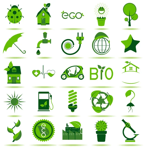 Eco verde Iconos 3 Vectores de stock libres de derechos