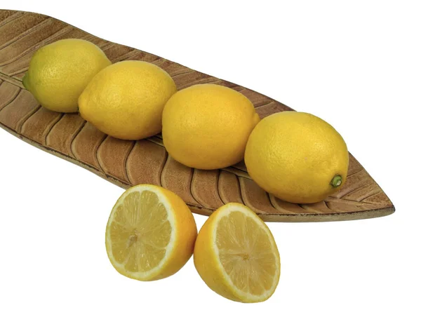 Zitronen Auf Der Schale Isoliert — 图库照片