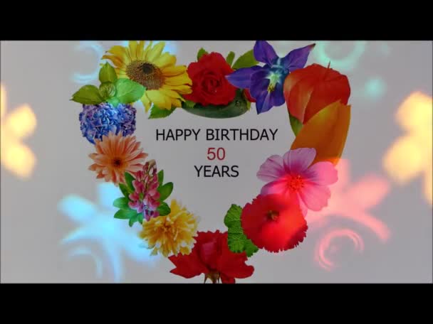 Buon Compleanno Anni Con Fiori — Video Stock