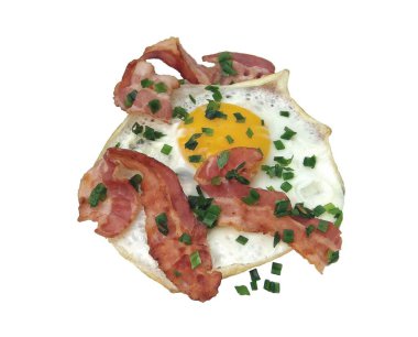 Gebratenes Ei mit Schinken und Petersilie