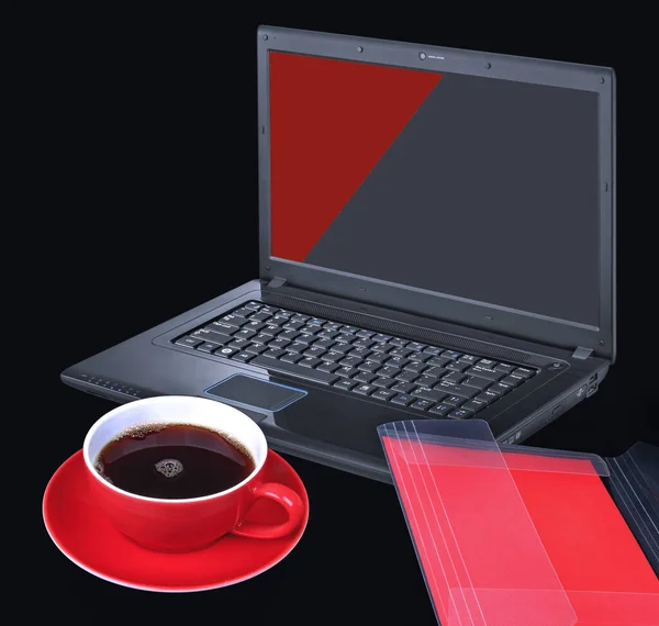 Laptop Mit Einer Tasse Kaffee — Foto Stock