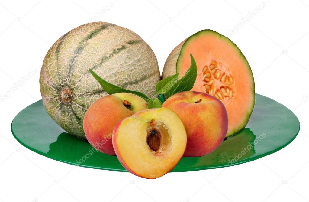 Melon and peaches.