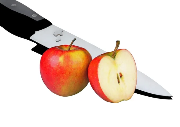Apples with knife — Stock Photo, Image