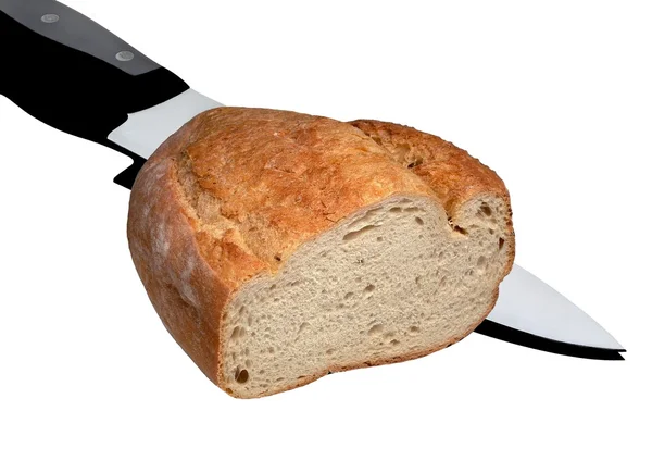 Fresh bread wit knife — Stock Photo, Image