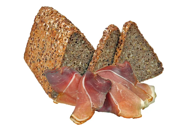 Bread with ham — Stock Photo, Image