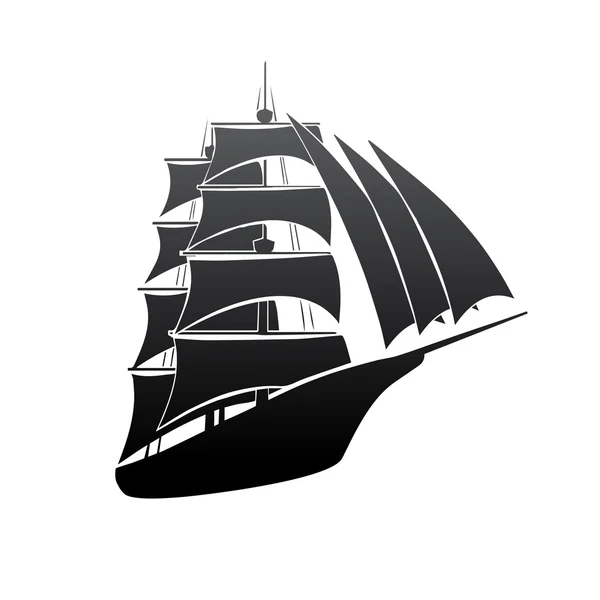 Old boat silhouette — Stock Vector