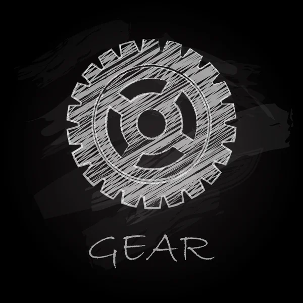 Gear charcoal silhouette — Stock Vector