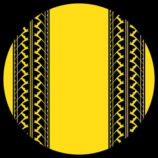 Pista de pneus em círculo amarelo — Vetor de Stock