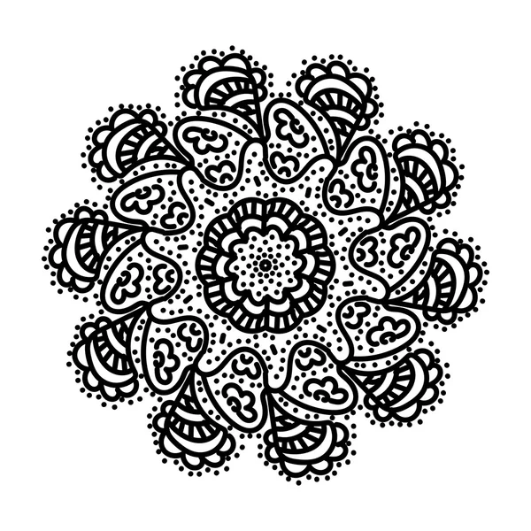 Schwarzes Handzeichnen Mandala — Stockvektor