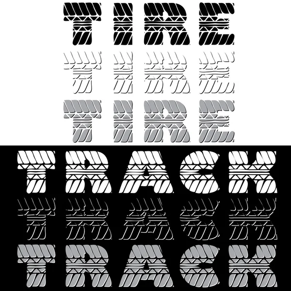 Tire track black and white text — Stock Vector