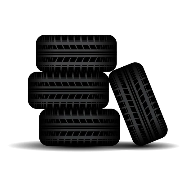 Quattro tracce di pneumatici in magazzino — Vettoriale Stock